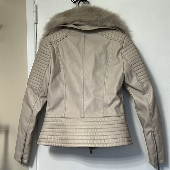 Guess Leather Moto Jacket with Fur - Picture 5 of 5